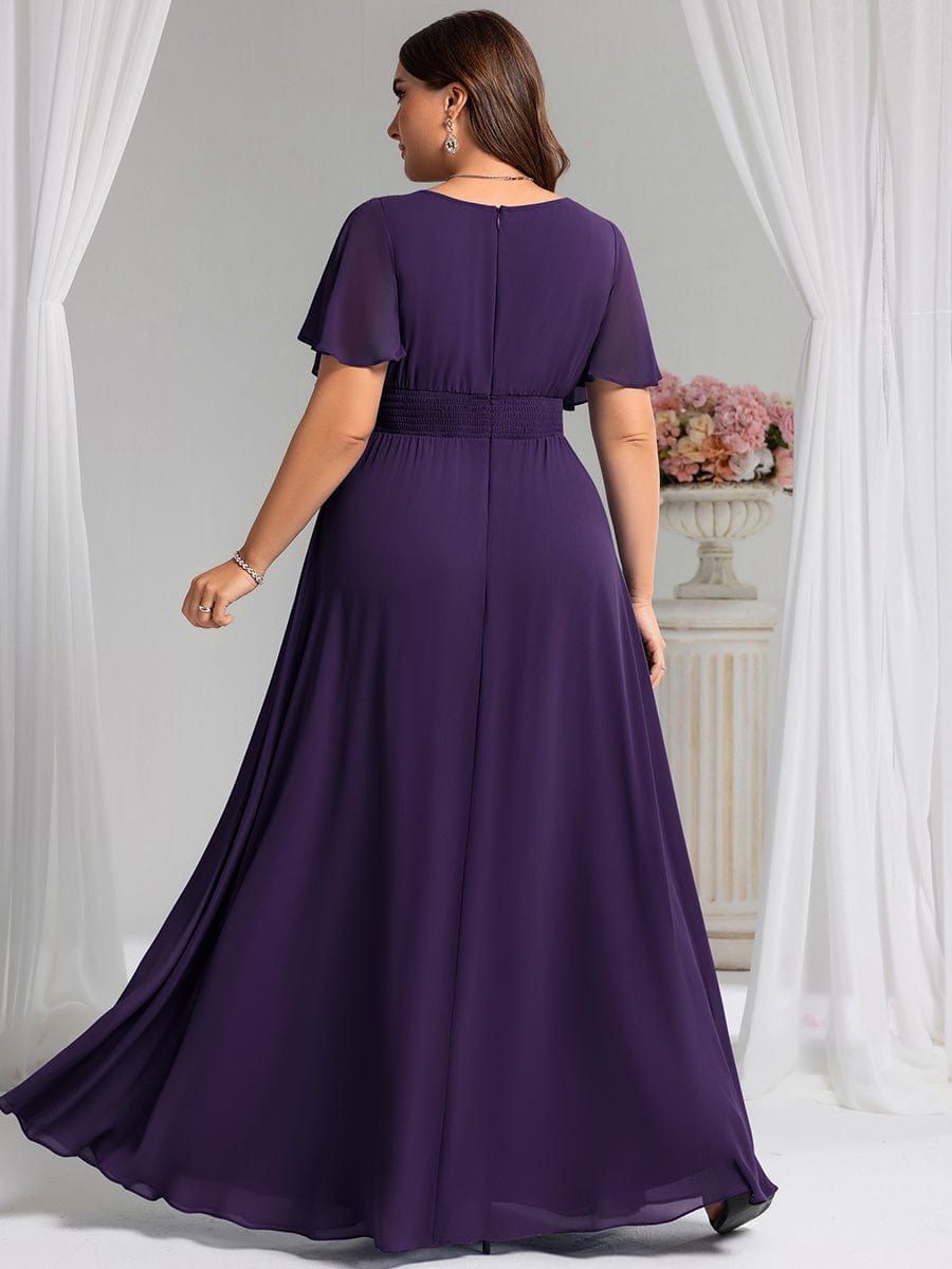 pretty KIMORA|Plus Size Printed Chiffon Pleated Maxi Wedding Guest Dress
