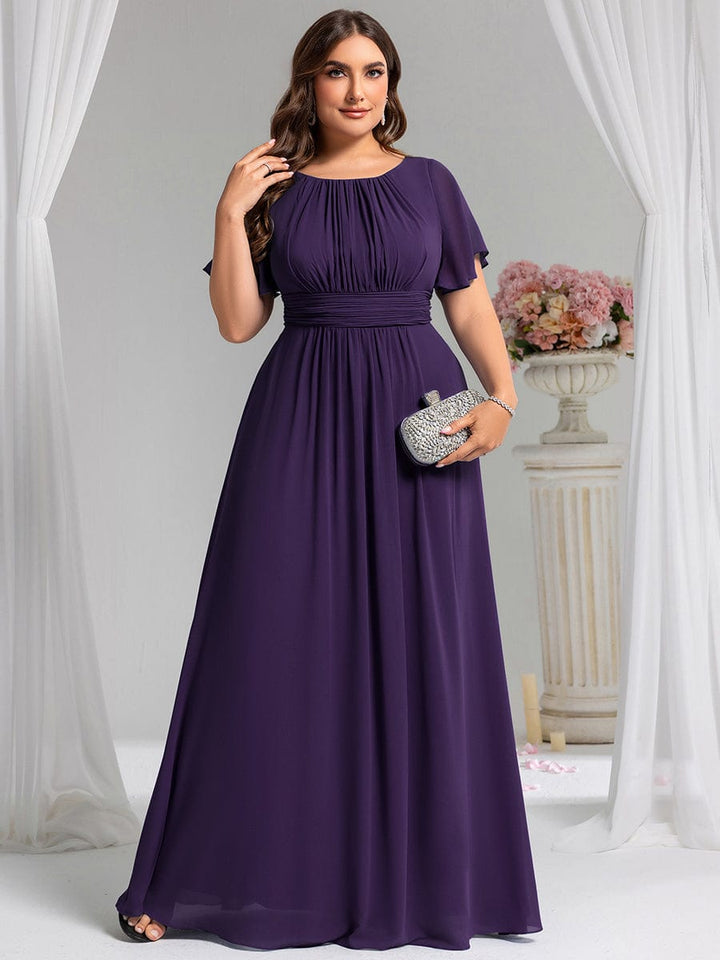 pretty KIMORA|Plus Size Printed Chiffon Pleated Maxi Wedding Guest Dress
