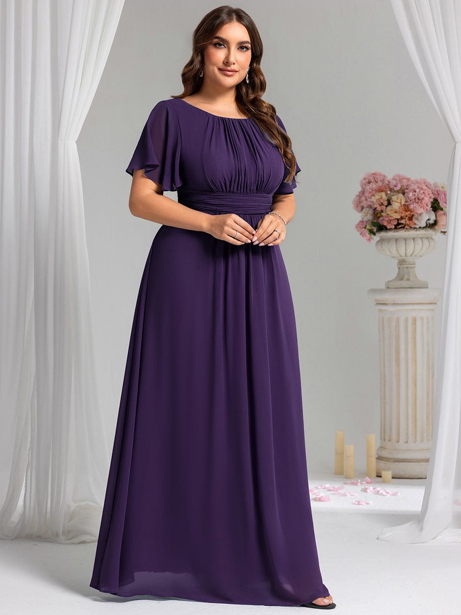 pretty KIMORA|Plus Size Printed Chiffon Pleated Maxi Wedding Guest Dress