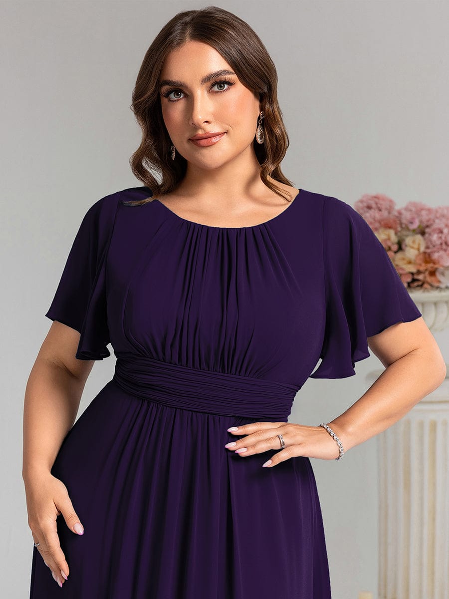 pretty KIMORA|Plus Size Printed Chiffon Pleated Maxi Wedding Guest Dress