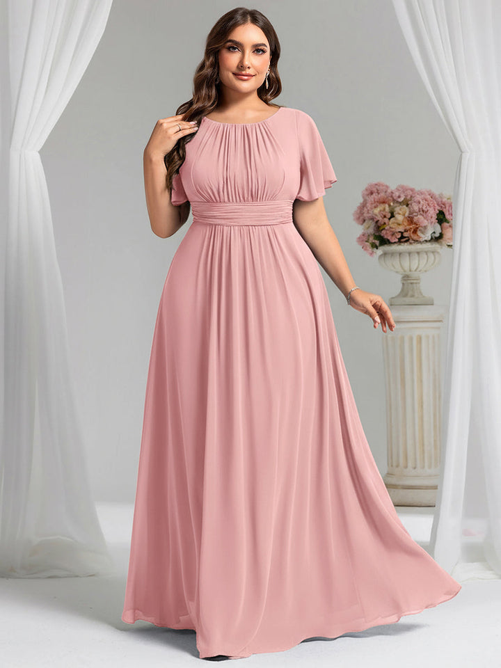 pretty KIMORA|Plus Size Printed Chiffon Pleated Maxi Wedding Guest Dress