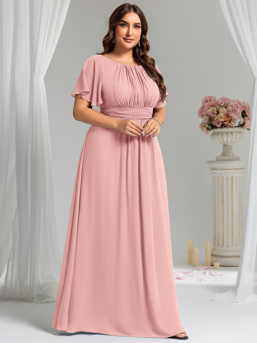 pretty KIMORA|Plus Size Printed Chiffon Pleated Maxi Wedding Guest Dress