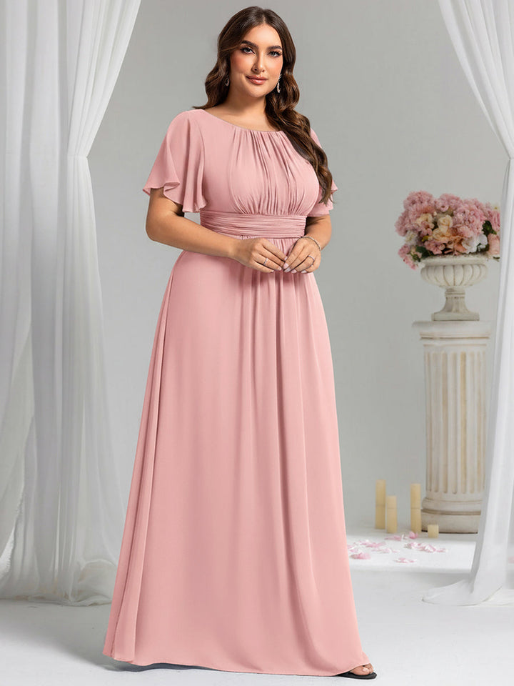 pretty KIMORA|Plus Size Printed Chiffon Pleated Maxi Wedding Guest Dress