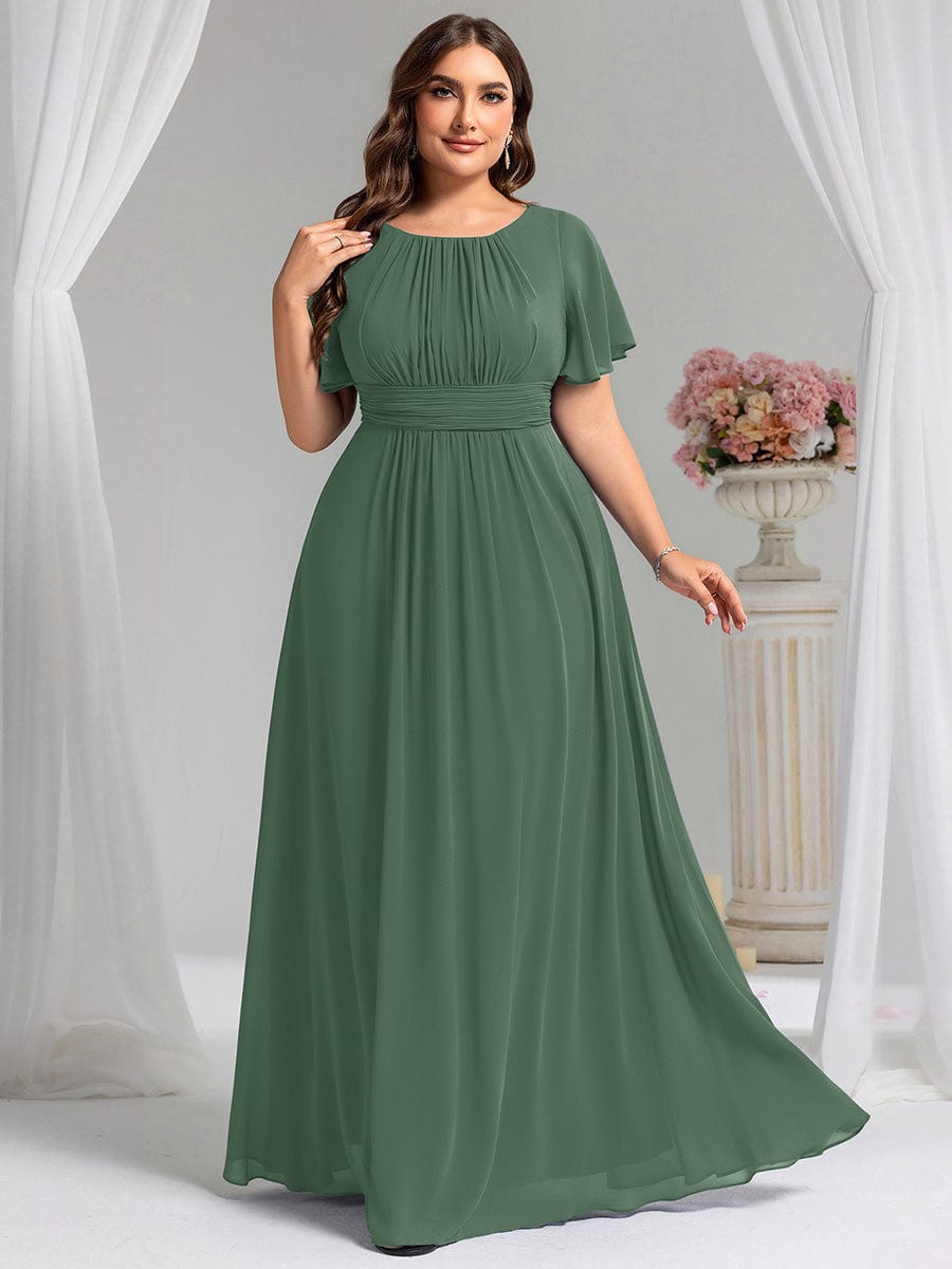 pretty KIMORA|Plus Size Printed Chiffon Pleated Maxi Wedding Guest Dress