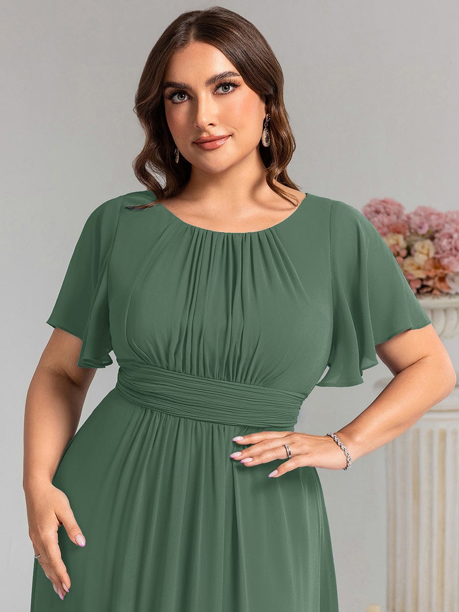 pretty KIMORA|Plus Size Printed Chiffon Pleated Maxi Wedding Guest Dress