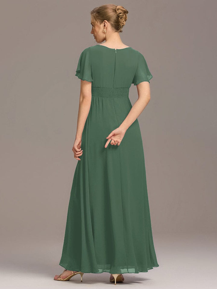 ever KIMORA|Simple Chiffon Pleated A-Line Bridesmaid Dress