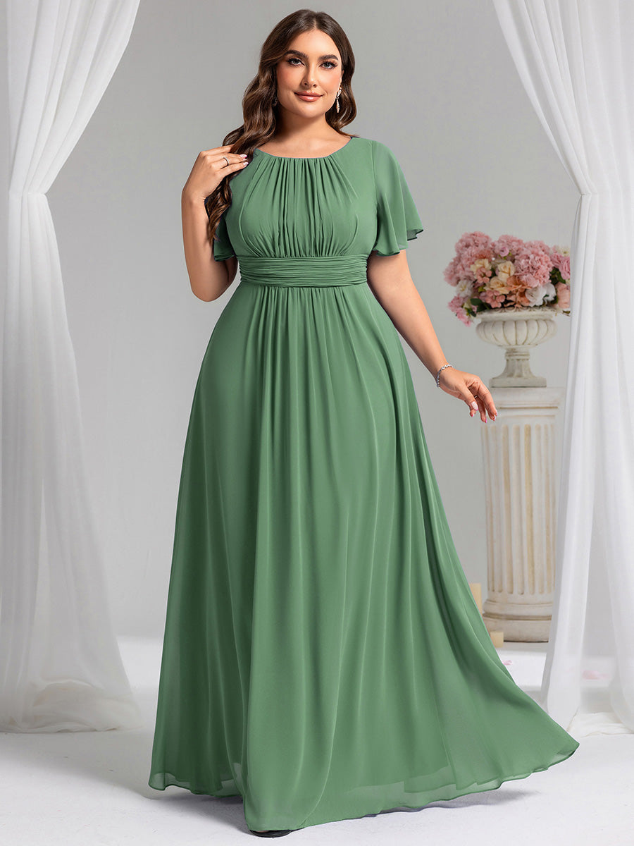 pretty KIMORA|Plus Size Printed Chiffon Pleated Maxi Wedding Guest Dress