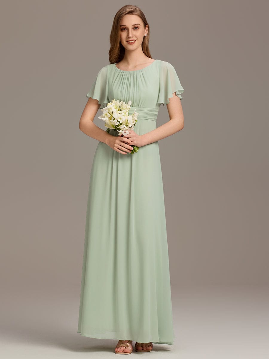 ever KIMORA|Simple Chiffon Pleated A-Line Bridesmaid Dress