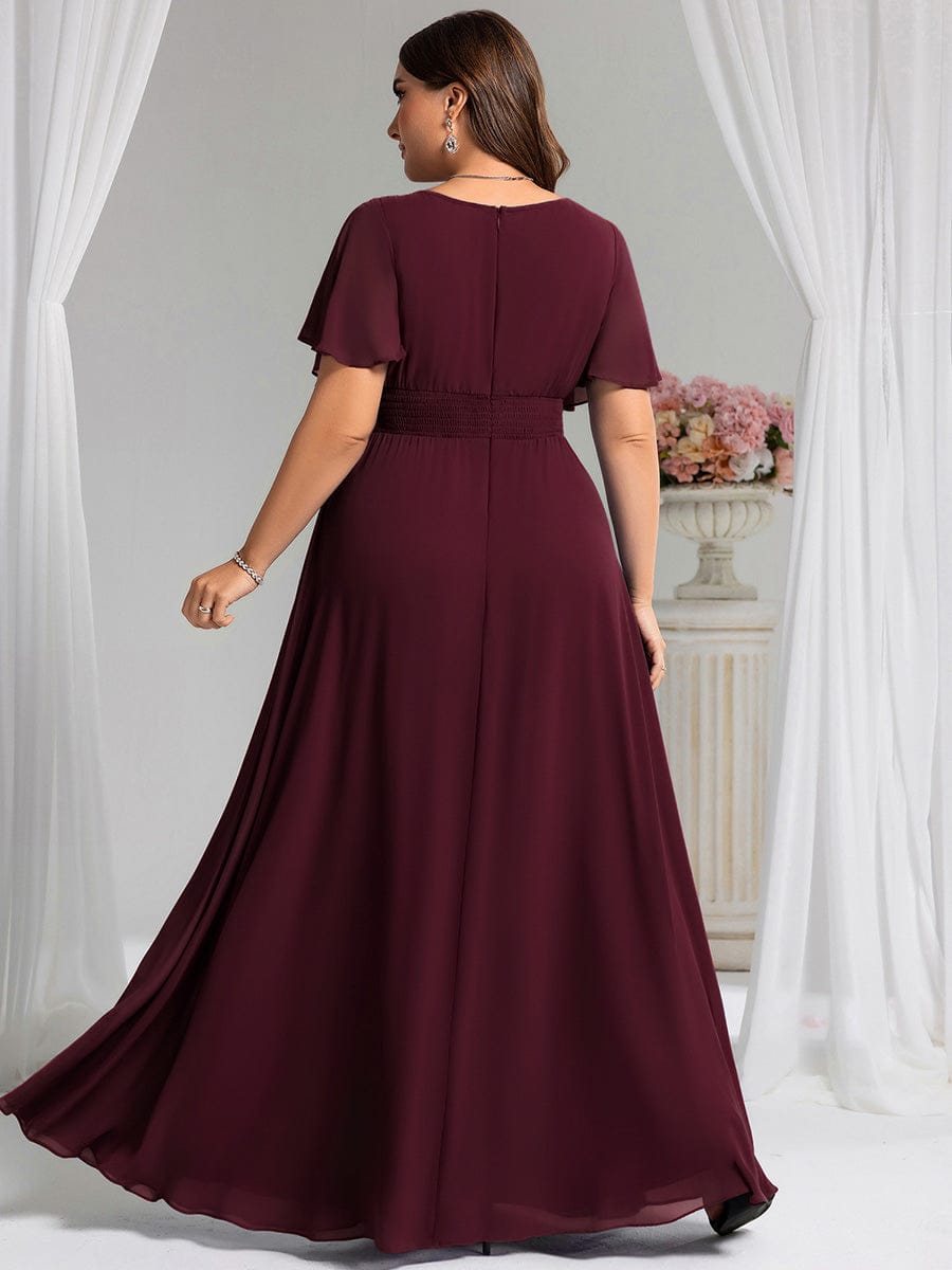 pretty KIMORA|Plus Size Simple Chiffon Pleated A-Line Bridesmaid Dress
