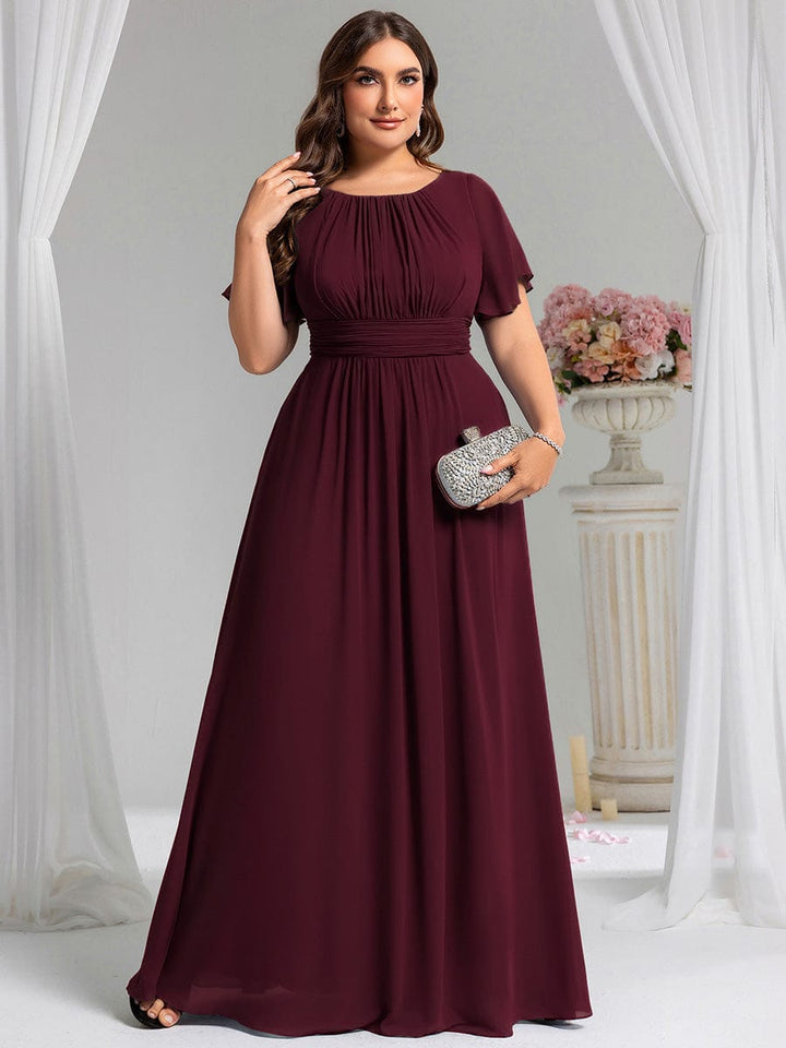 ever KIMORA|Simple Chiffon Pleated A-Line Bridesmaid Dress