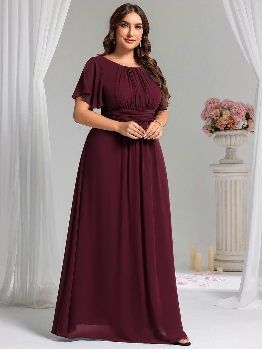 pretty KIMORA|Plus Size Printed Chiffon Pleated Maxi Wedding Guest Dress