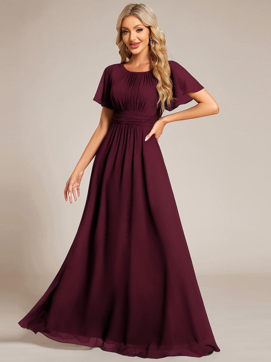 ever KIMORA|Simple Chiffon Pleated A-Line Bridesmaid Dress