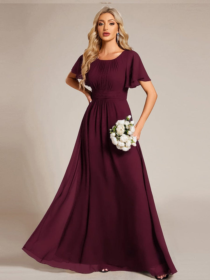ever KIMORA|Simple Chiffon Pleated A-Line Bridesmaid Dress