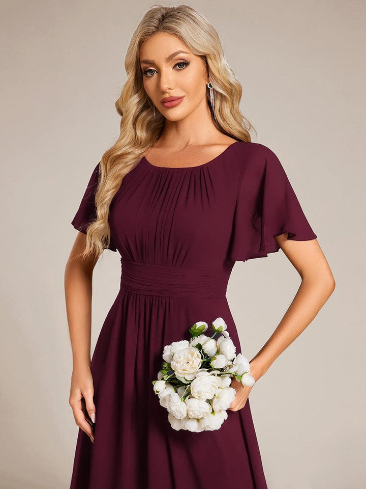 ever KIMORA|Simple Chiffon Pleated A-Line Bridesmaid Dress