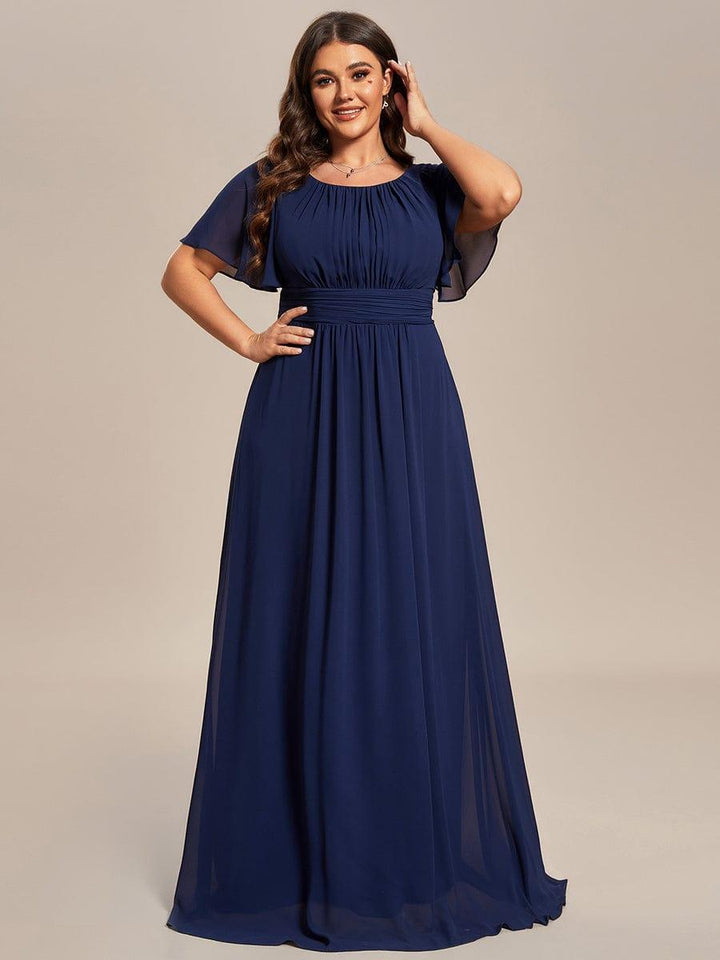 pretty KIMORA|Plus Size Printed Chiffon Pleated Maxi Wedding Guest Dress