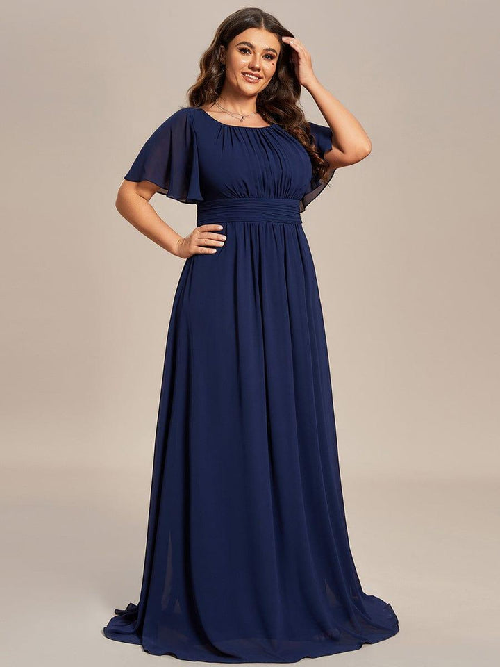 pretty KIMORA|Plus Size Printed Chiffon Pleated Maxi Wedding Guest Dress