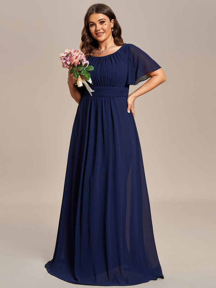 pretty KIMORA|Plus Size Printed Chiffon Pleated Maxi Wedding Guest Dress