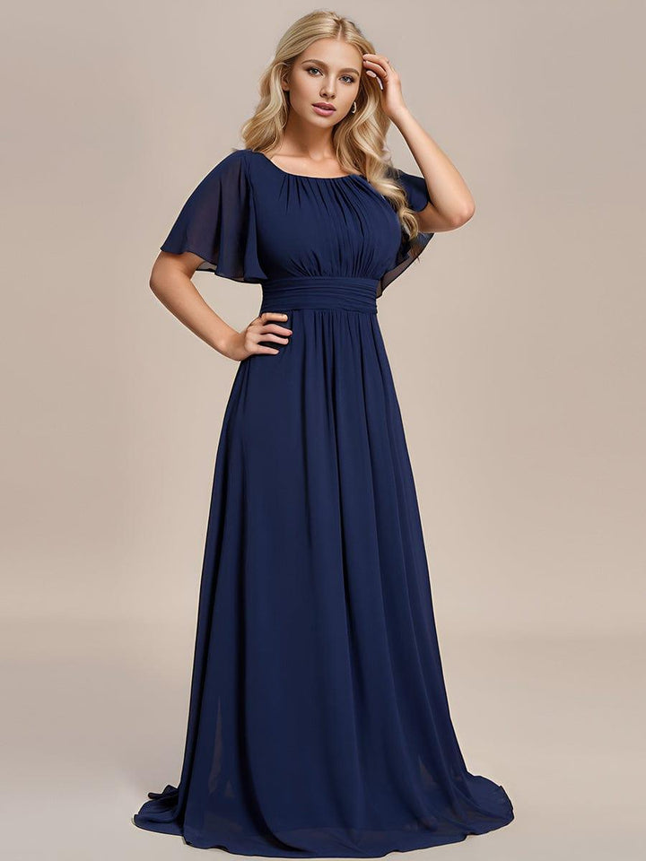 ever KIMORA|Simple Chiffon Pleated A-Line Bridesmaid Dress