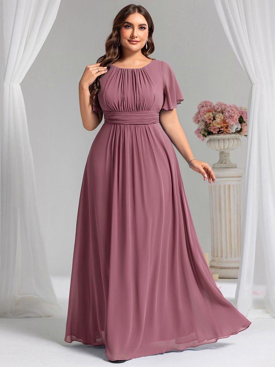 pretty KIMORA|Plus Size Printed Chiffon Pleated Maxi Wedding Guest Dress