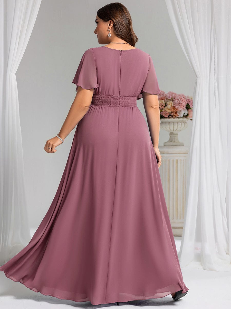 pretty KIMORA|Plus Size Printed Chiffon Pleated Maxi Wedding Guest Dress