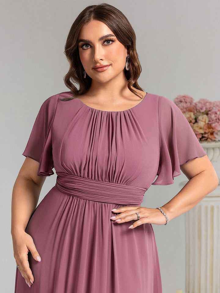 pretty KIMORA|Plus Size Printed Chiffon Pleated Maxi Wedding Guest Dress