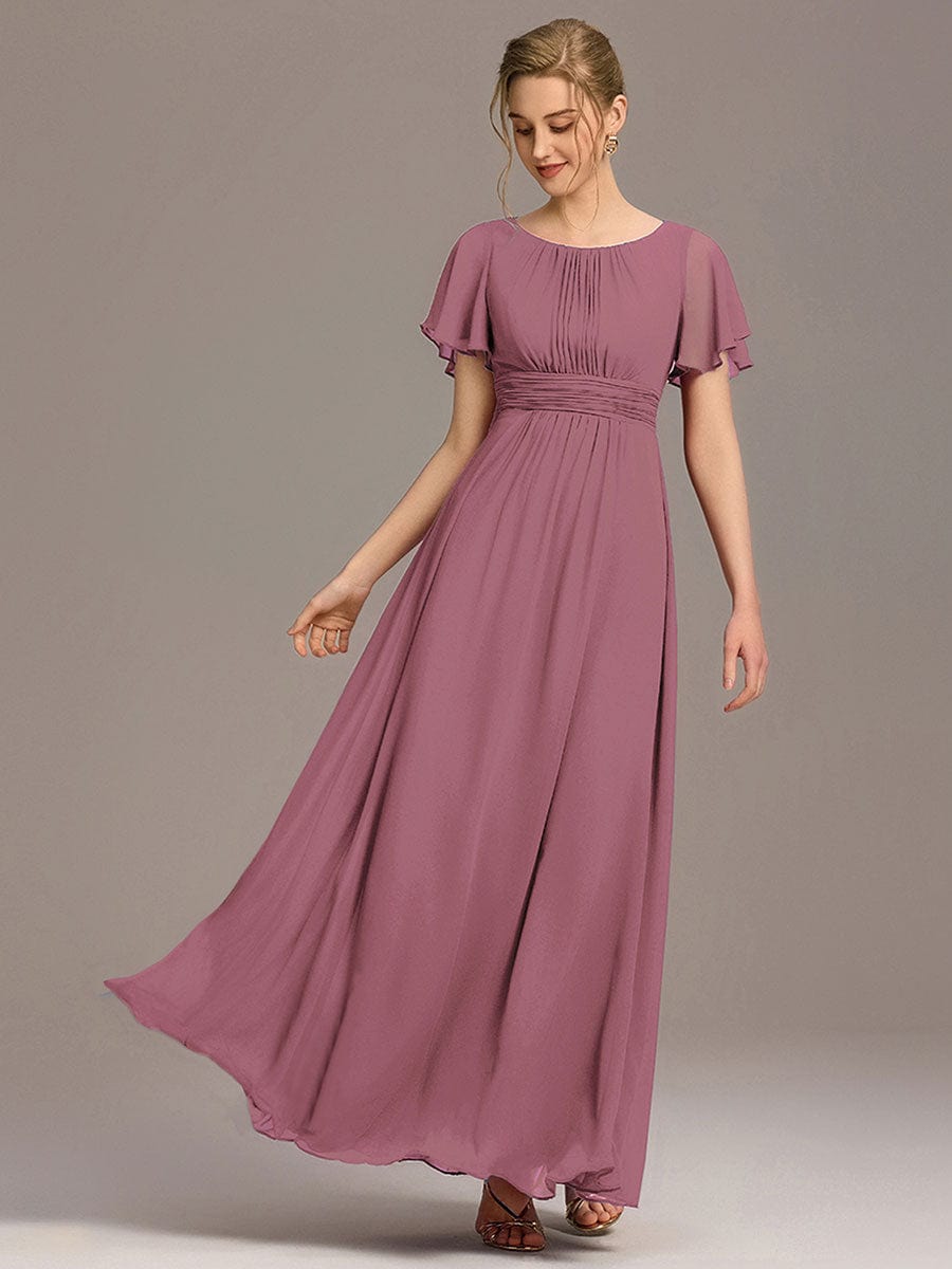 ever KIMORA|Simple Chiffon Pleated A-Line Bridesmaid Dress