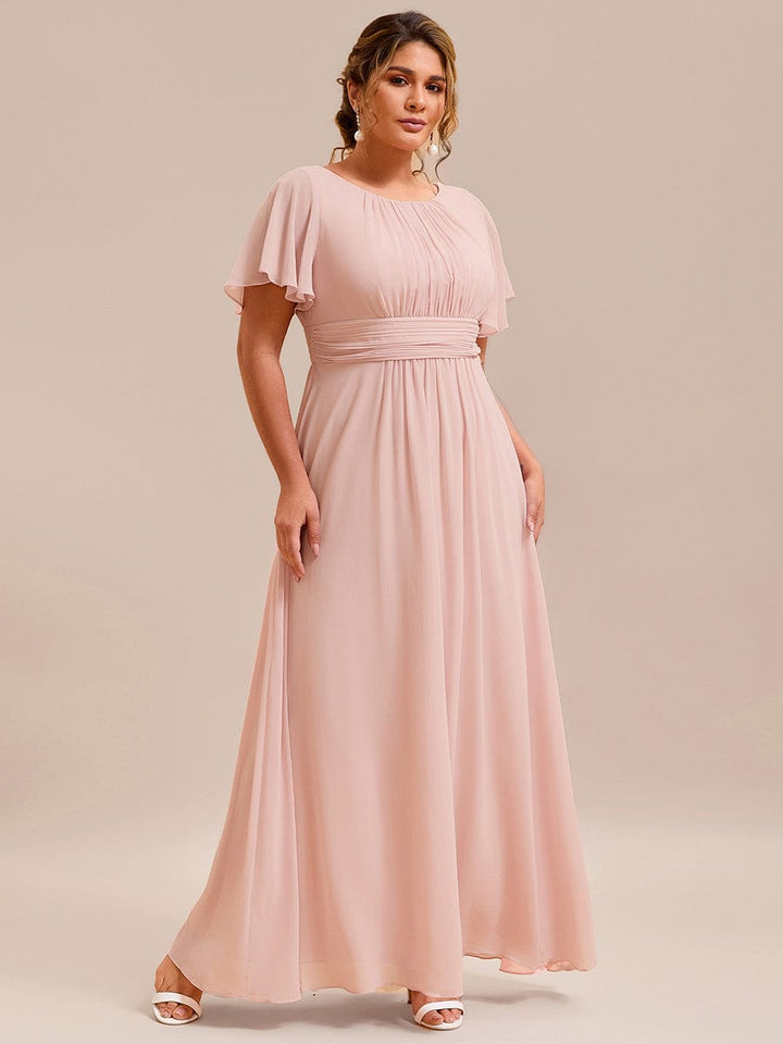 pretty KIMORA|Plus Size Printed Chiffon Pleated Maxi Wedding Guest Dress