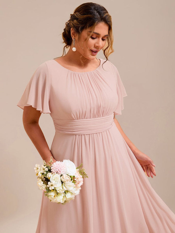 pretty KIMORA|Plus Size Printed Chiffon Pleated Maxi Wedding Guest Dress
