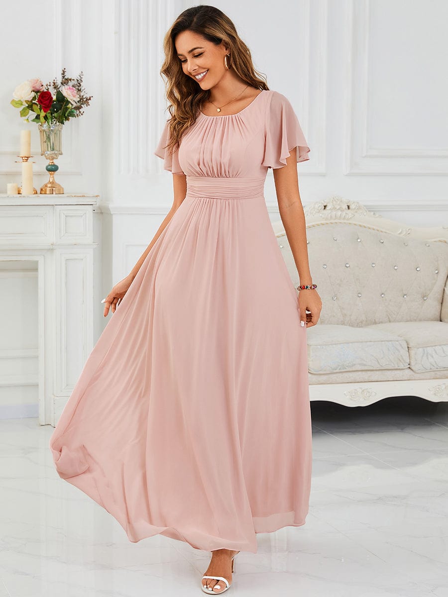 ever KIMORA|Simple Chiffon Pleated A-Line Bridesmaid Dress