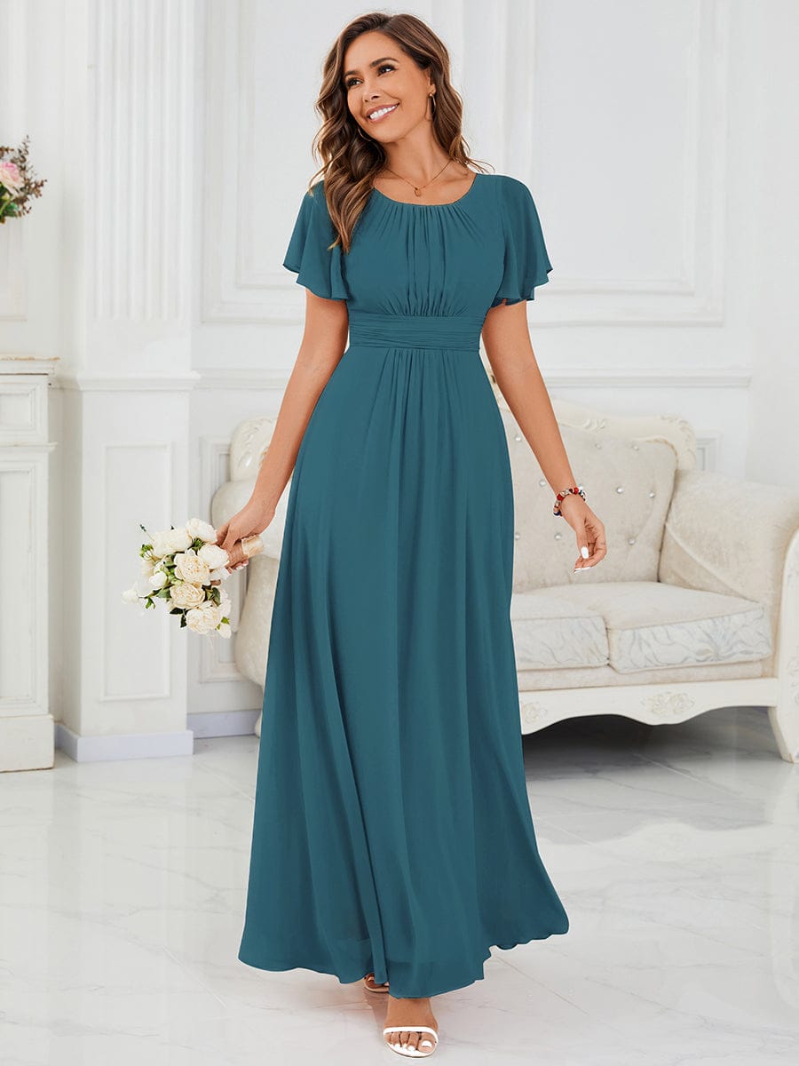 ever KIMORA|Simple Chiffon Pleated A-Line Bridesmaid Dress