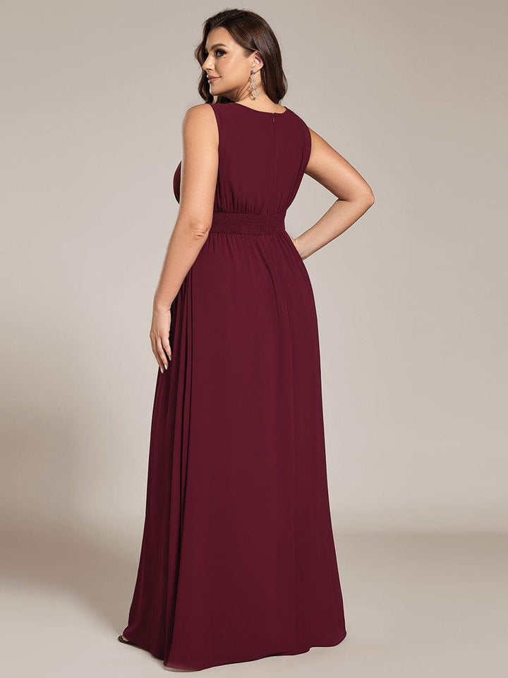 pretty KALIA|Plus Size Hollow Out Sleeveless Empire Waist Chiffon Bridesmaid Dress