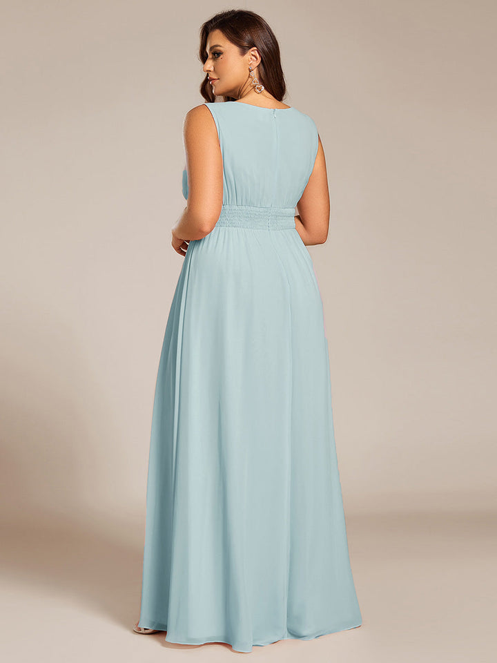 pretty KALIA|Plus Size Hollow Out Sleeveless Empire Waist Chiffon Bridesmaid Dress
