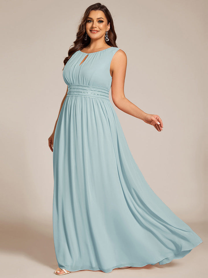 pretty KALIA|Plus Size Hollow Out Sleeveless Empire Waist Chiffon Bridesmaid Dress