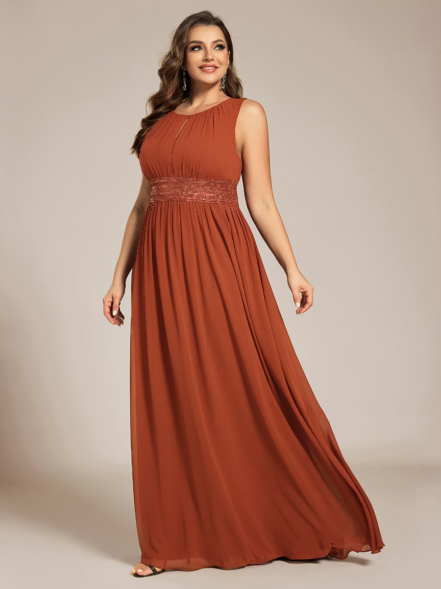 pretty KALIA|Plus Size Hollow Out Sleeveless Empire Waist Chiffon Bridesmaid Dress