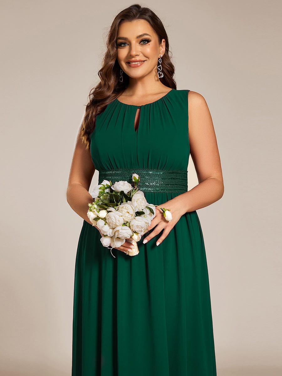 pretty KALIA|Plus Size Hollow Out Sleeveless Empire Waist Chiffon Bridesmaid Dress