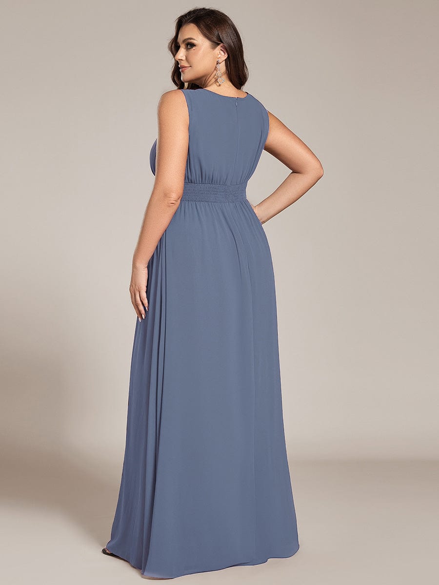 pretty KALIA|Plus Size Hollow Out Sleeveless Empire Waist Chiffon Bridesmaid Dress
