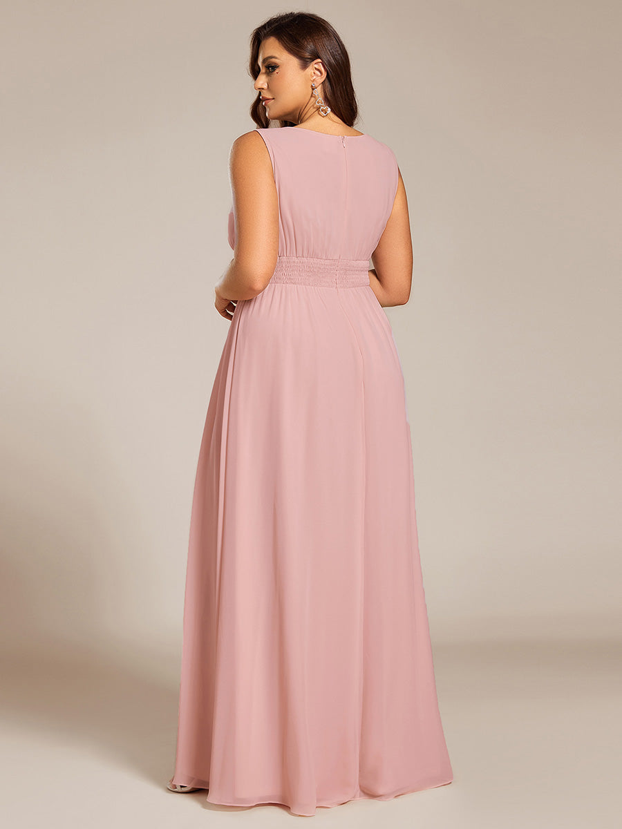 pretty KALIA|Plus Size Hollow Out Sleeveless Empire Waist Chiffon Bridesmaid Dress