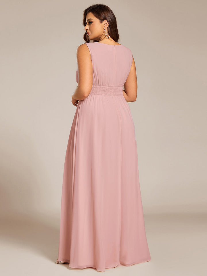 pretty KALIA|Plus Size Hollow Out Sleeveless Empire Waist Chiffon Bridesmaid Dress