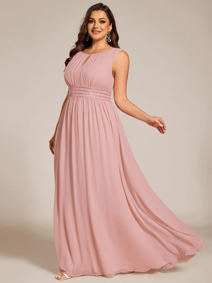 pretty KALIA|Plus Size Hollow Out Sleeveless Empire Waist Chiffon Bridesmaid Dress