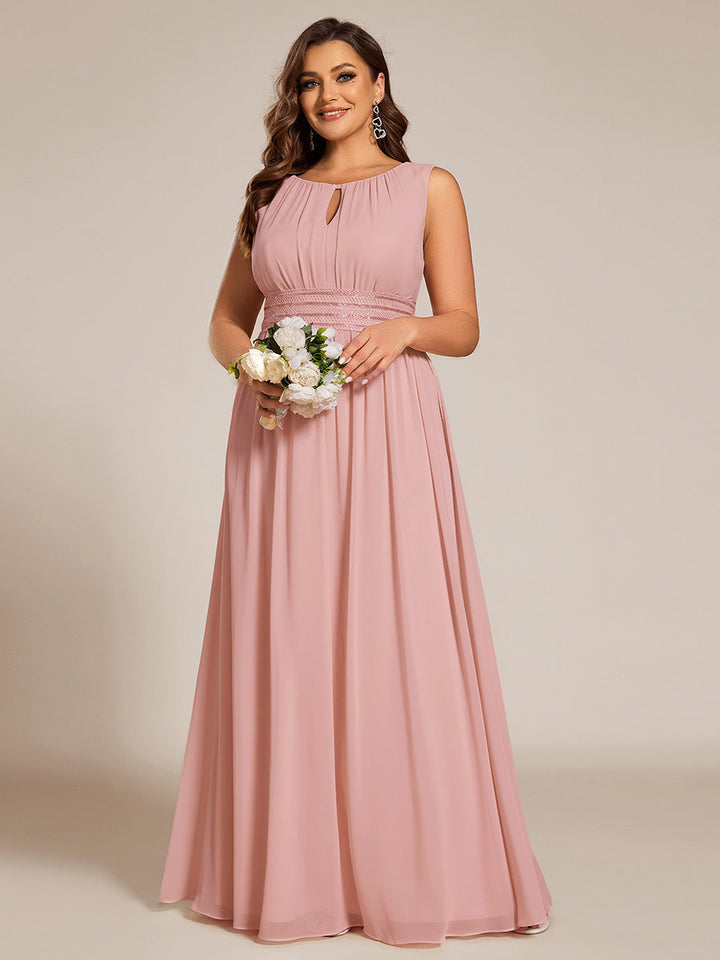 pretty KALIA|Plus Size Hollow Out Sleeveless Empire Waist Chiffon Bridesmaid Dress