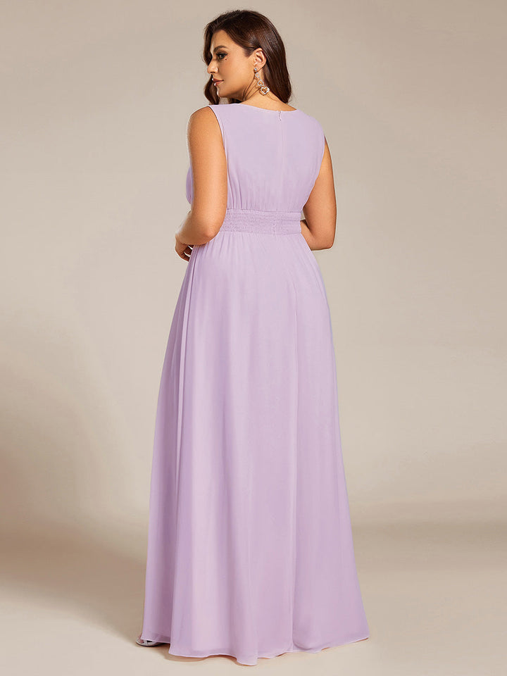 pretty KALIA|Plus Size Hollow Out Sleeveless Empire Waist Chiffon Bridesmaid Dress
