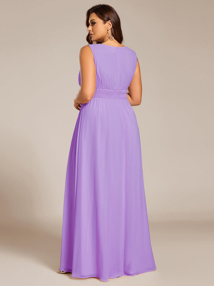 pretty KALIA|Plus Size Hollow Out Sleeveless Empire Waist Chiffon Bridesmaid Dress