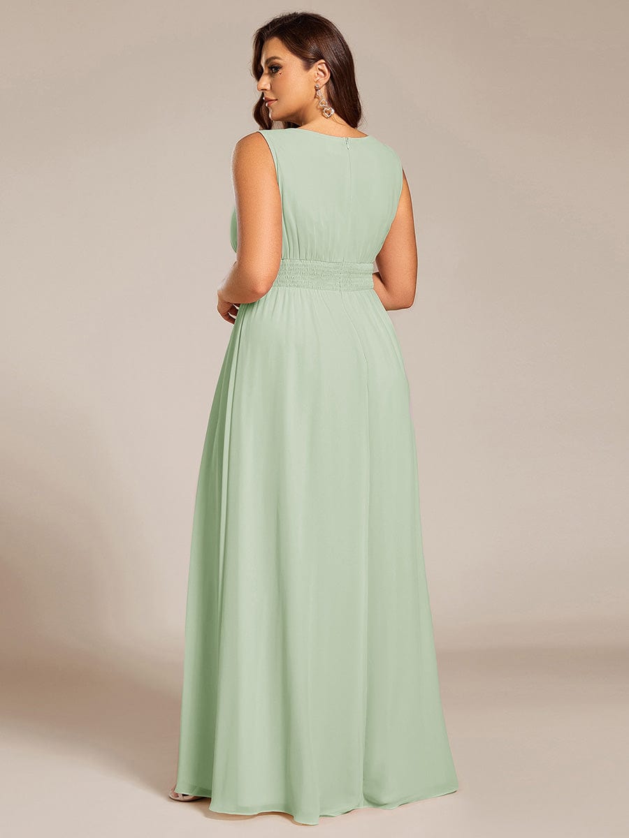 pretty KALIA|Plus Size Hollow Out Sleeveless Empire Waist Chiffon Bridesmaid Dress