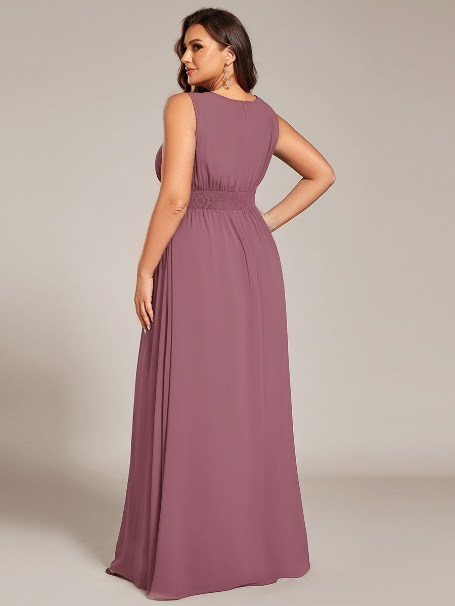 pretty KALIA|Plus Size Hollow Out Sleeveless Empire Waist Chiffon Bridesmaid Dress