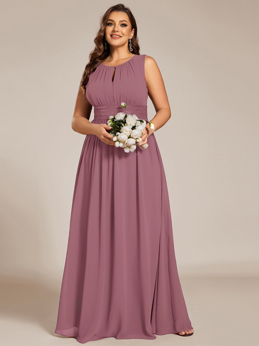 pretty KALIA|Plus Size Hollow Out Sleeveless Empire Waist Chiffon Bridesmaid Dress