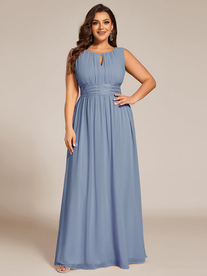 pretty KALIA|Plus Size Hollow Out Sleeveless Empire Waist Chiffon Bridesmaid Dress