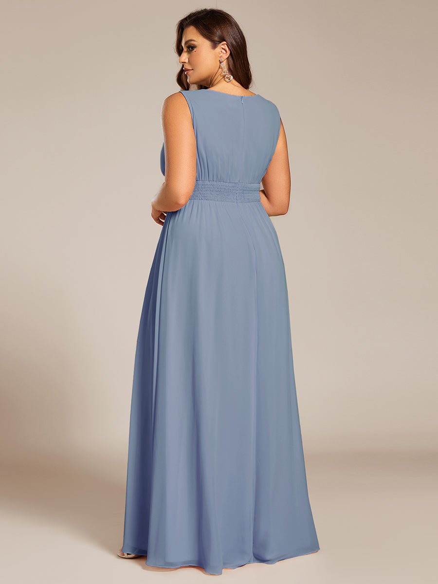 pretty KALIA|Plus Size Hollow Out Sleeveless Empire Waist Chiffon Bridesmaid Dress