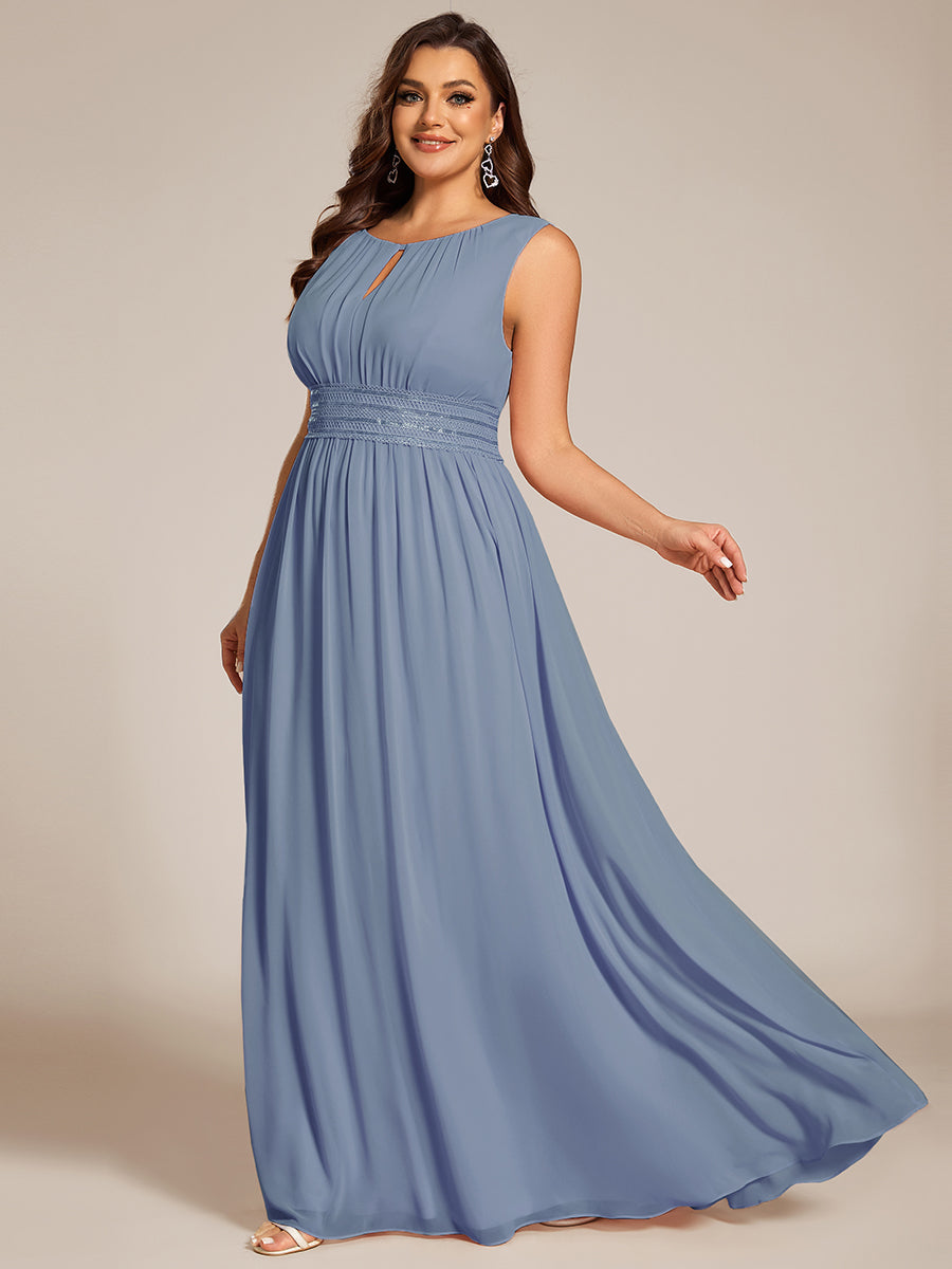 pretty KALIA|Plus Size Hollow Out Sleeveless Empire Waist Chiffon Bridesmaid Dress