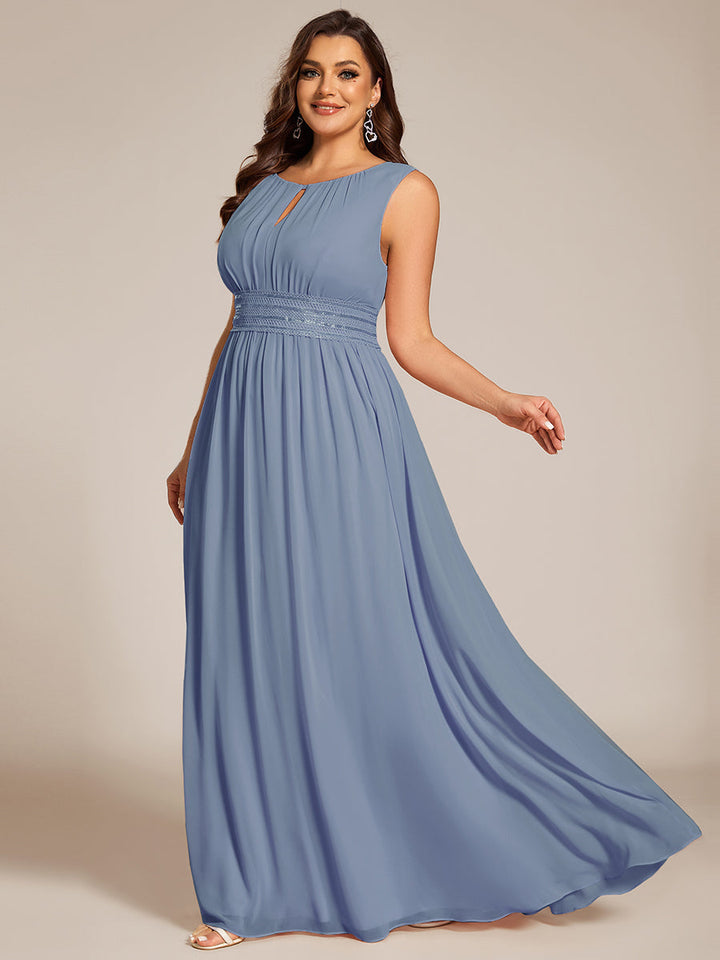 pretty KALIA|Plus Size Hollow Out Sleeveless Empire Waist Chiffon Bridesmaid Dress