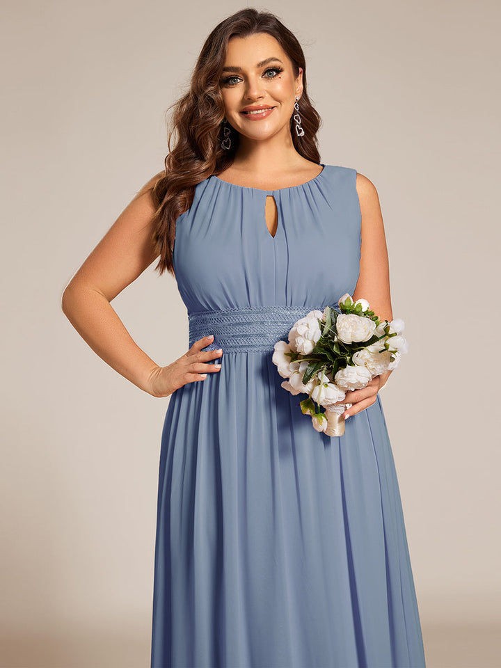 pretty KALIA|Plus Size Hollow Out Sleeveless Empire Waist Chiffon Bridesmaid Dress